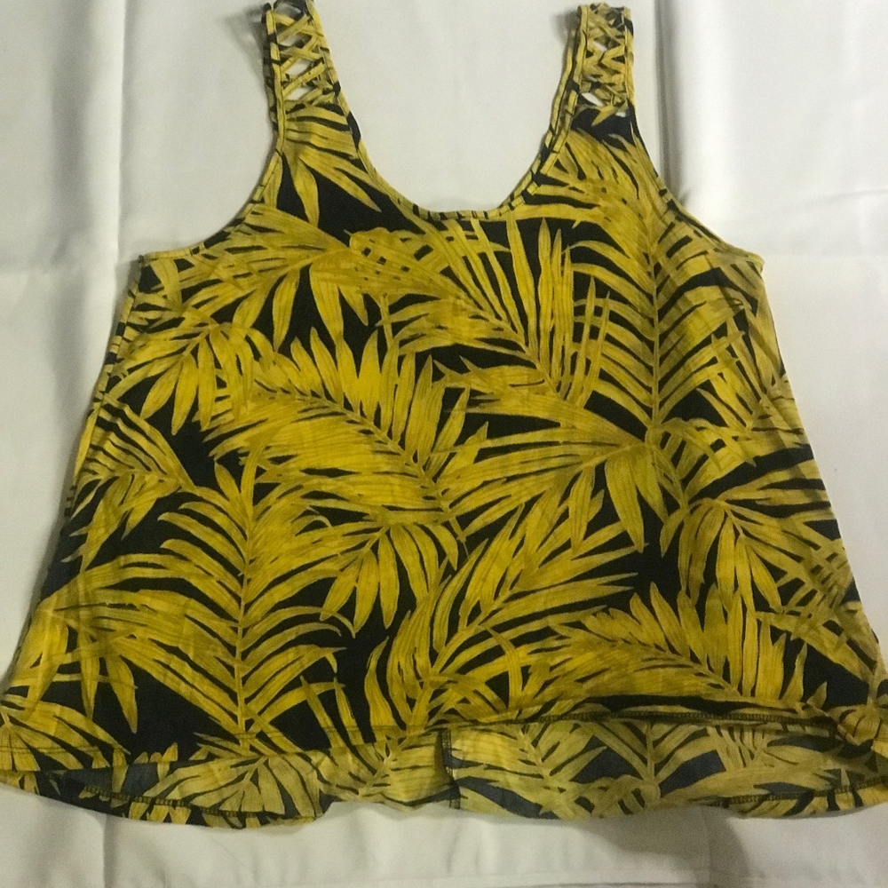 Yellow and navy blue top